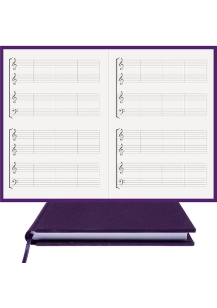 Piyano Nota Defteri (Ikili Sistem, 3 Sol 1 Fa Anahtarlı) - Planner El Dikişi (A/5) fırsatları