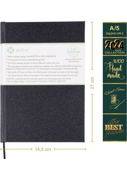 Piyano Nota Defteri (Anahtarsız Üçlü Sistem Tırnaklı) - Planner El Dikişi (A/5) modelleri