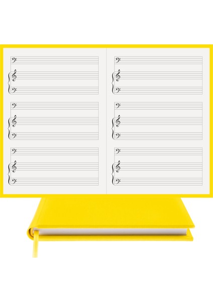 Piyano Nota Defteri (Fa Sol Fa Anahtarlı Tırnaklı) - Planner El Dikişi (A/5)