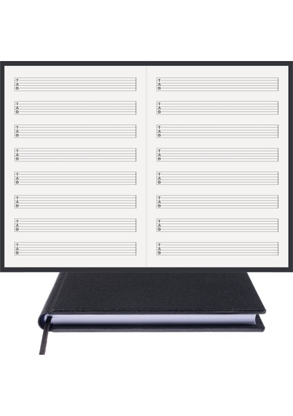Gitar Nota Defteri (Tab Anahtarlı, Sağ Sol Kesik Çizgili) - Planner El Dikişi (A/5)