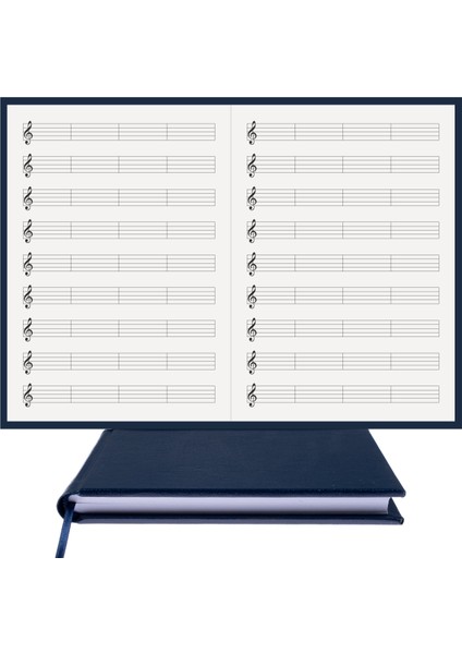 Müzik Nota Defteri (Sol Anahtar Dört Kesik Çizgi) - Yıllık Planner El Dikişi (A/5) fırsatları