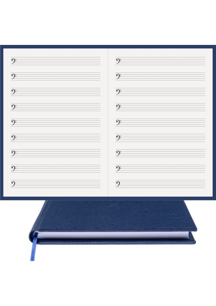 Müzik Nota Defteri (Fa Anahtarlı) - Planner El Dikişi, Özel Tasarım (A/5)