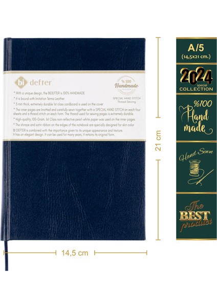 Piyano Nota Defteri (Sol Sol Fa Anahtarlı) - Planner El Dikişi, Özel Tasarım (A/5)