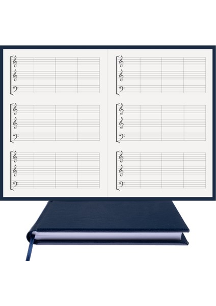 Piyano Nota Defteri (Sol Sol Fa Anahtarlı) - Planner El Dikişi, Özel Tasarım (A/5)