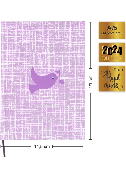 Müzik Nota Defteri (Anahtarsız Dört Kesik Çizgili) - Yıllık Planner El Dikişi (A/5) modelleri