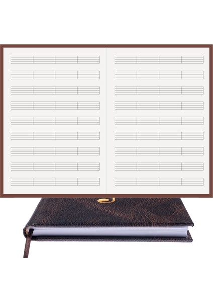 Müzik Nota Defteri (Anahtarsız Dört Kesik Çizgili) - Yıllık Planner El Dikişi (A/5) modelleri