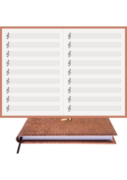 Müzik Nota Defteri (Sol Anahtar Çift Kesik Çizgi) - Yıllık Planner El Dikişi (A/5) fırsatları