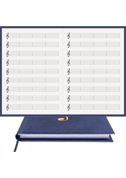 Müzik Nota Defteri (Sol Anahtar Dört Kesik Çizgi) - Yıllık Planner El Dikişi (A/5) fırsatları