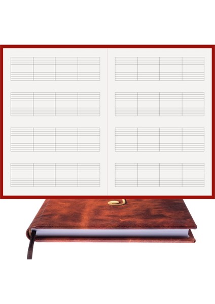 Piyano Nota Defteri (Anahtarsız Dört Kesik Çizgi) - Yıllık Planner El Dikişi (A/5) fırsatları