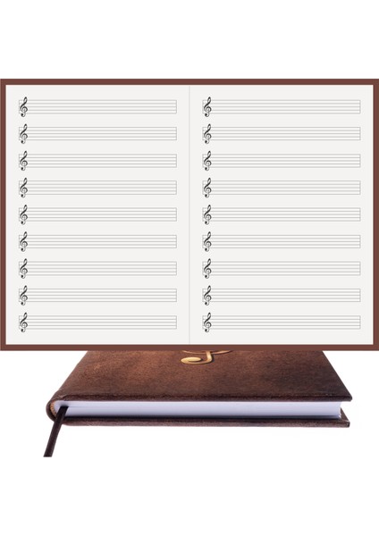 Müzik Nota Defteri (Sol Anahtar Çift Kesik Çizgi) - Yıllık Planner El Dikişi (A/5) fırsatları