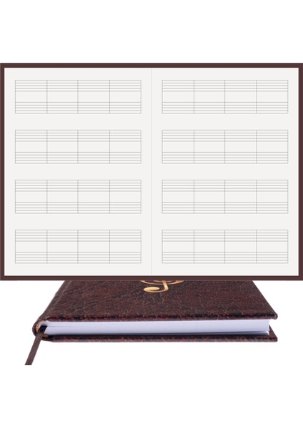 Piyano Nota Defteri (Anahtarsız Dört Kesik Çizgi) - Yıllık Planner El Dikişi (A/5) fırsatları