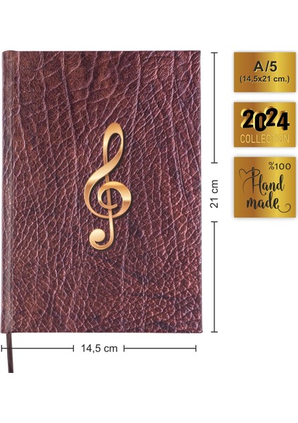 Piyano Nota Defteri (Sesli Sol Fa Anahtarlı Tırnaklı) - Planner El Dikişi (A/5)