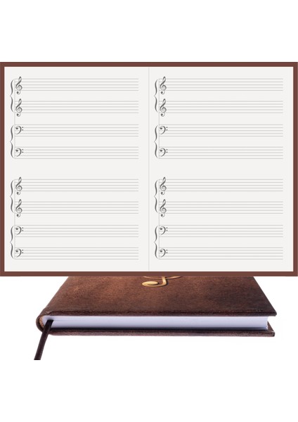 Piyano Nota Defteri (Ikili Sistem, 2 Sol 2 Fa Anahtarlı) - Planner El Dikişi (A/5)