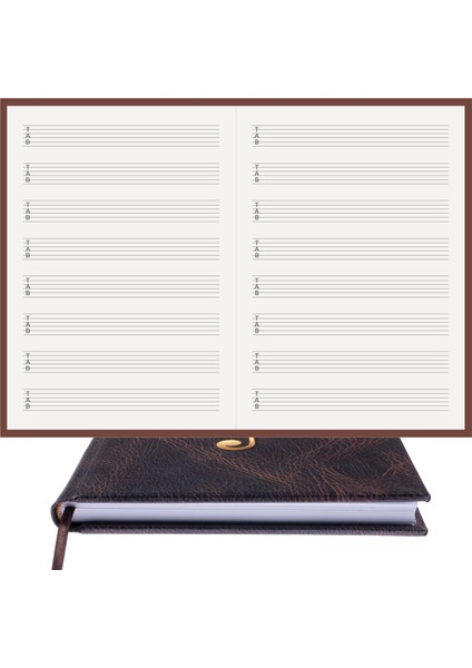 Gitar Nota Defteri (Tab Anahtarlı) -Yıllık Planner El Dikişi, Özel Tasarım (A/5)