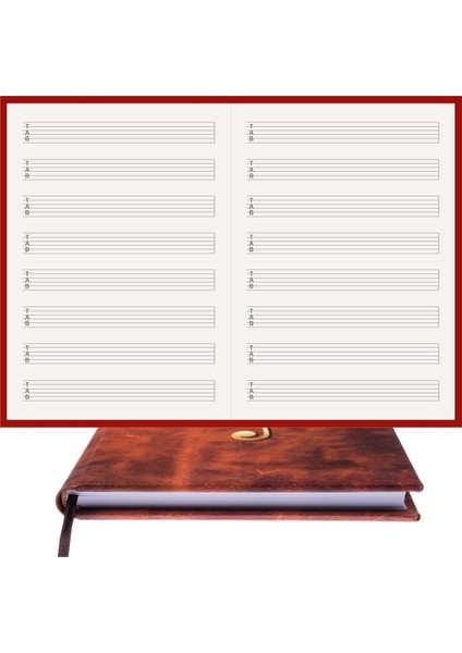 Gitar Nota Defteri (Tab Anahtarlı, Sağ Kesik Çizgili) - Planner El Dikişi (A/5)