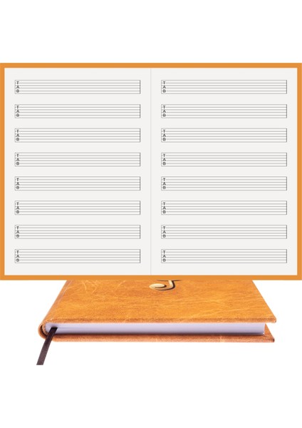 Gitar Nota Defteri (Tab Anahtarlı, Sağ Sol Kesik Çizgili) - Planner El Dikişi (A/5)
