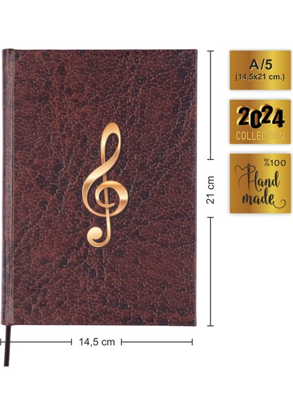 Gitar Nota Defteri (Tab Anahtarlı Akortlu) - Planner El Dikişi (A/5)