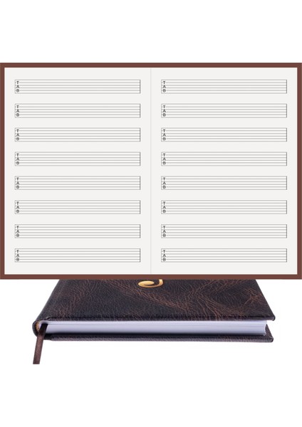 Gitar Nota Defteri (Tab Anahtarlı, Sağ Sol Kesik Çizgili) - Planner El Dikişi (A/5)