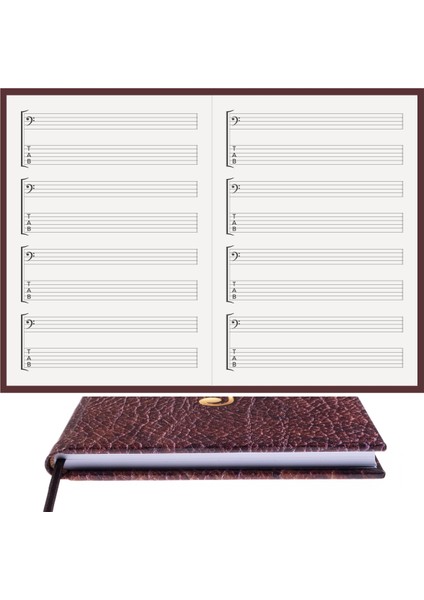 Gitar Nota Defteri (Fa ve Tab Anahtarlı) - Planner El Dikişi, Özel Tasarım (A/5)