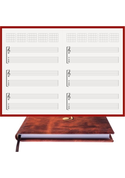 Gitar Nota Defteri (Sol ve Tab Anahtarlı Akortlu) - Planner El Dikişi (A/5)