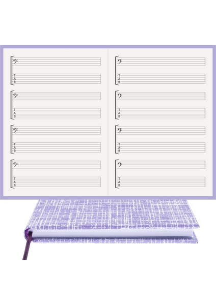 Gitar Nota Defteri (Fa ve Tab Anahtarlı) - Planner El Dikişi, Özel Tasarım (A/5)