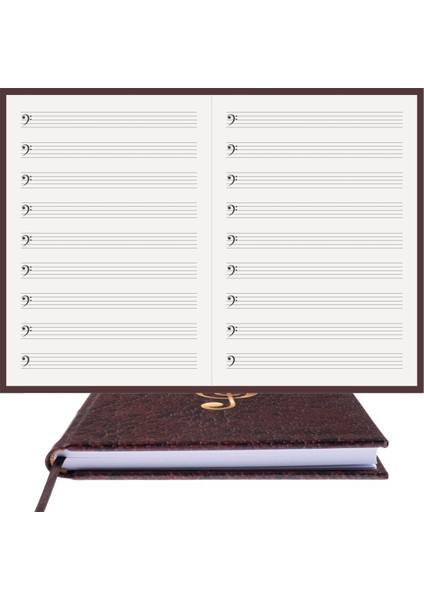 Müzik Nota Defteri (Fa Anahtarlı) - Planner El Dikişi, Özel Tasarım (A/5)