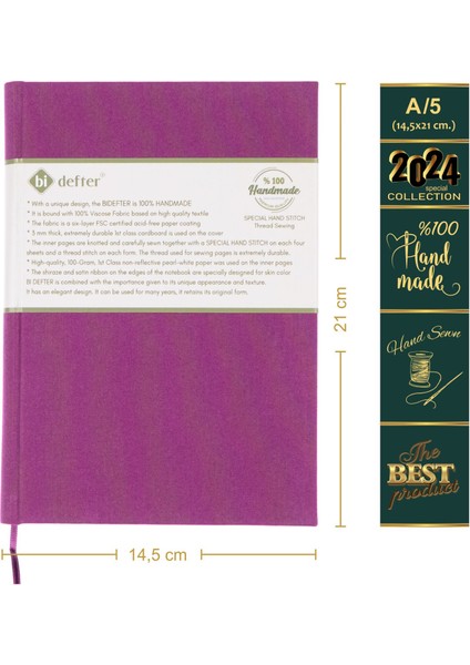 Müzik Nota Defteri (Sol Anahtar Dört Kesik Çizgi) - Yıllık Planner El Dikişi (A/5) modelleri