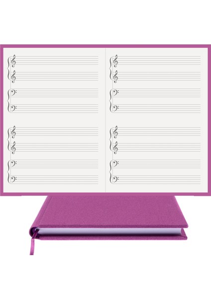 Piyano Nota Defteri (Ikili Sistem, 2 Sol 2 Fa Anahtarlı) - Planner El Dikişi (A/5)
