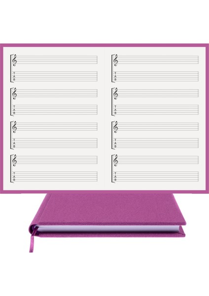 Gitar Nota Defteri (Sol ve Tab Anahtarlı) - Planner El Dikişi, Özel Tasarım (A/5)