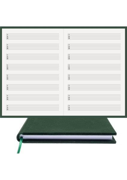 Gitar Nota Defteri (Tab Anahtarlı, Sol Kesik Çizgili) - Planner El Dikişi (A/5)