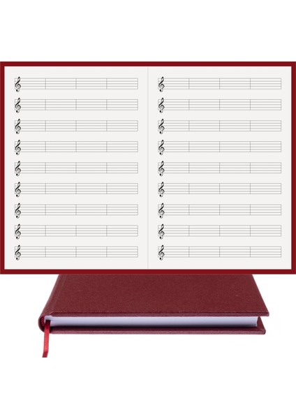 Müzik Nota Defteri (Sol Anahtar Dört Kesik Çizgi) - Yıllık Planner El Dikişi (A/5) fırsatları