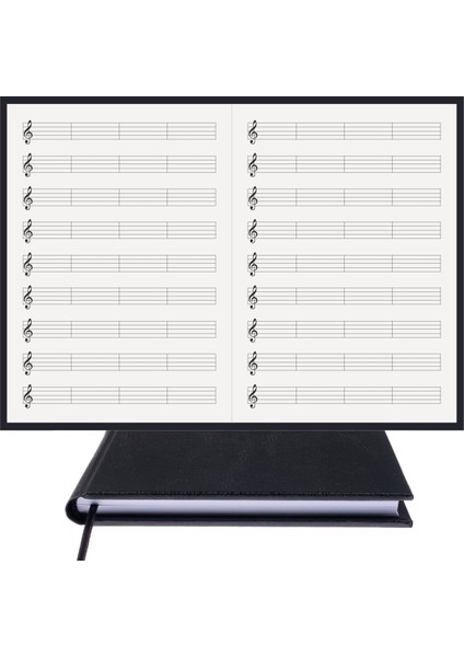Müzik Nota Defteri (Sol Anahtar Dört Kesik Çizgi) - Yıllık Planner El Dikişi (A/5) fırsatları