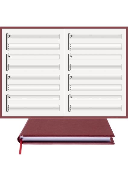 Gitar Nota Defteri (Fa ve Tab Anahtarlı) - Planner El Dikişi, Özel Tasarım (A/5)