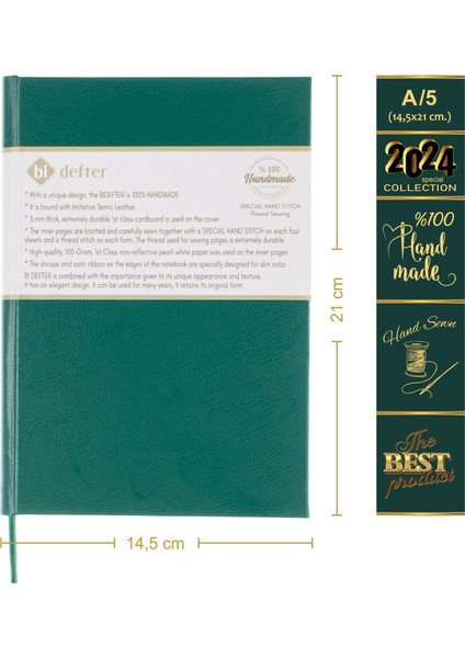 Piyano Nota Defteri (Ikili Sistem, 2 Sol 2 Fa Anahtarlı) - Planner El Dikişi (A/5)