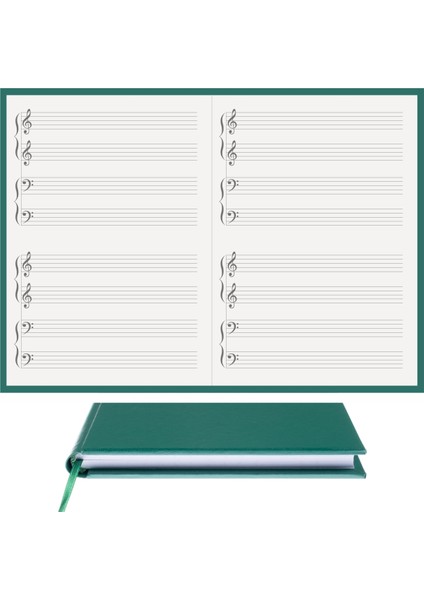 Piyano Nota Defteri (Ikili Sistem, 2 Sol 2 Fa Anahtarlı) - Planner El Dikişi (A/5)