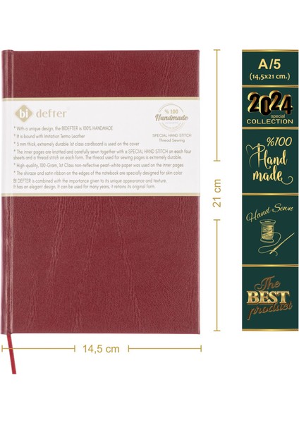 Gitar Nota Defteri (Tab Anahtarlı, Sağ Sol Kesik Çizgili) - Planner El Dikişi (A/5) modelleri