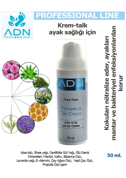 Krem-Talk Ayaklar İçin, Koku Önleyici Ayak Kremi, Ayak Deodorantı Terleme Karşı,  Ayak Hastalıklarının Önlenmesi, 50 ml