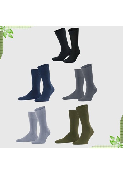 Kral Socks Bambu Erkek Soket Düz Uzun Çorap Klasik Yazlık Dikişsiz 5'Li Premium Set