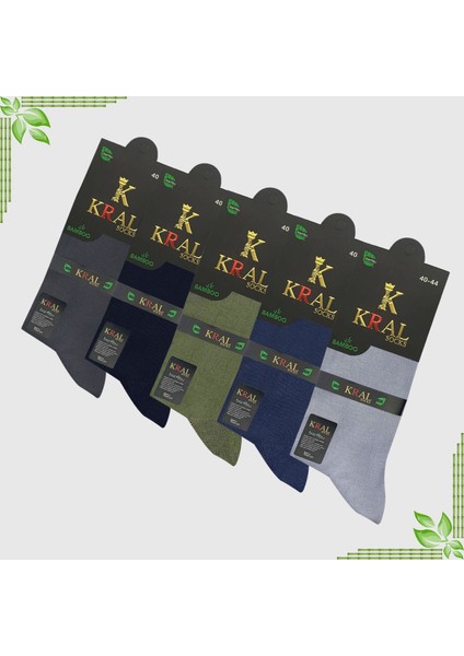 Kral Socks Bambu Erkek Soket Düz Uzun Çorap Klasik Yazlık Dikişsiz 5'Li Premium Set