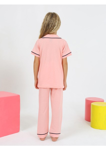 Kız Çocuk Kısa Kollu %100 Pamuklu Düğmeli Pijama Takımı Princess modelleri