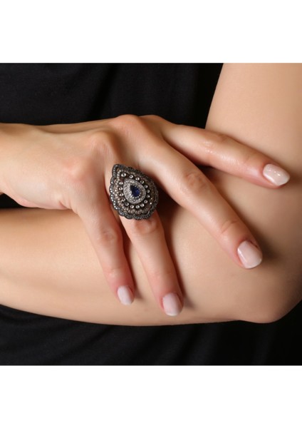 Elmas Safir Taşlı Rose Altın Yüzük fiyatları