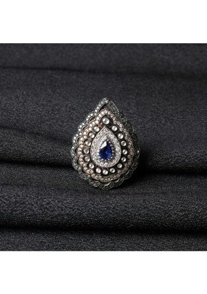 Elmas Safir Taşlı Rose Altın Yüzük modelleri