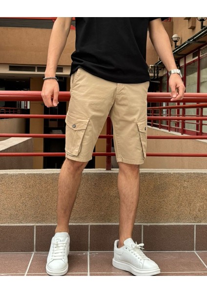 Erkek, Yazlık, Esnek, Pamuklu, Kargo Cep, Gabardin Şort 24ınp161