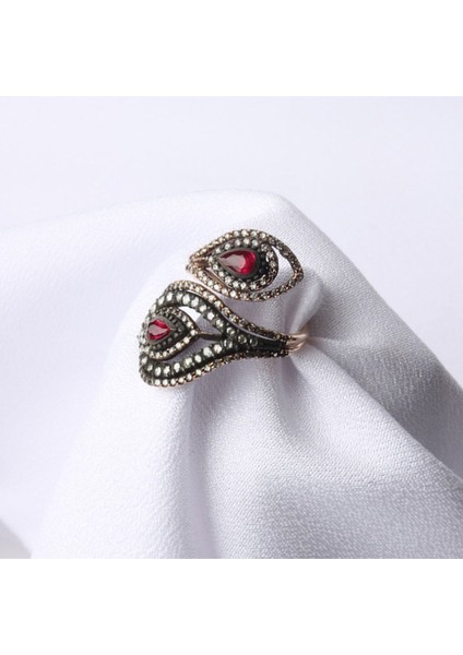 Elmas Yakut Taşlı Rose Altın Yüzük modelleri