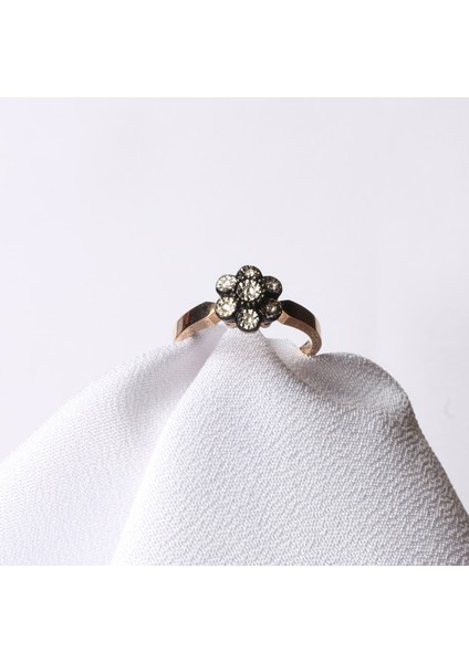 Elmas Efektli Gül Model Rose Altın Yüzük