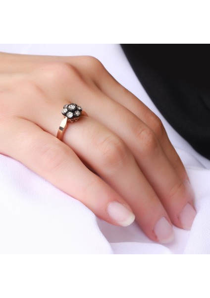 Elmas Efektli Gül Model Rose Altın Yüzük modelleri