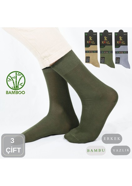 Kral Socks Bambu Erkek Soket Düz Uzun Çorap Klasik Yazlık Dikişsiz 3'Lü Premium Set