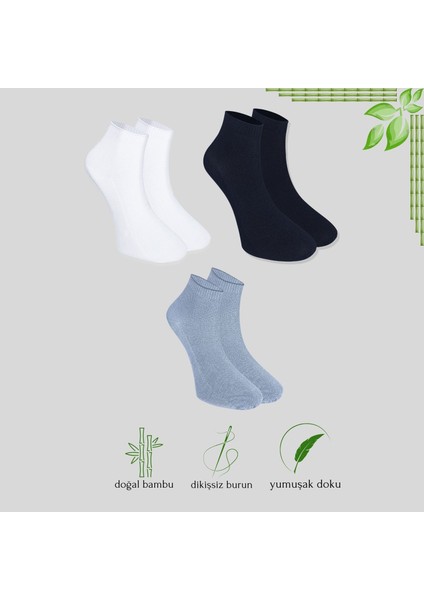 Kral Socks -Erkek Patik Lacose Kabartma Desenli (3 Adet) Bambu Dikişsiz Parfümlü Kısa Çorap