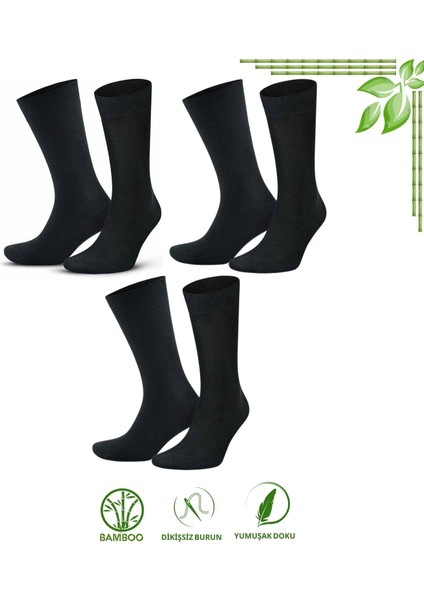 Kral Socks Bambu Erkek Soket Düz Uzun Çorap Klasik Yazlık Dikişsiz 3'Lü Premium Set