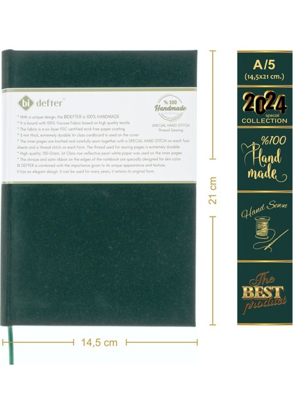 Piyano Nota Defteri (Anahtarsız Dört Kesik Çizgi) - Yıllık Planner El Dikişi (A/5) modelleri